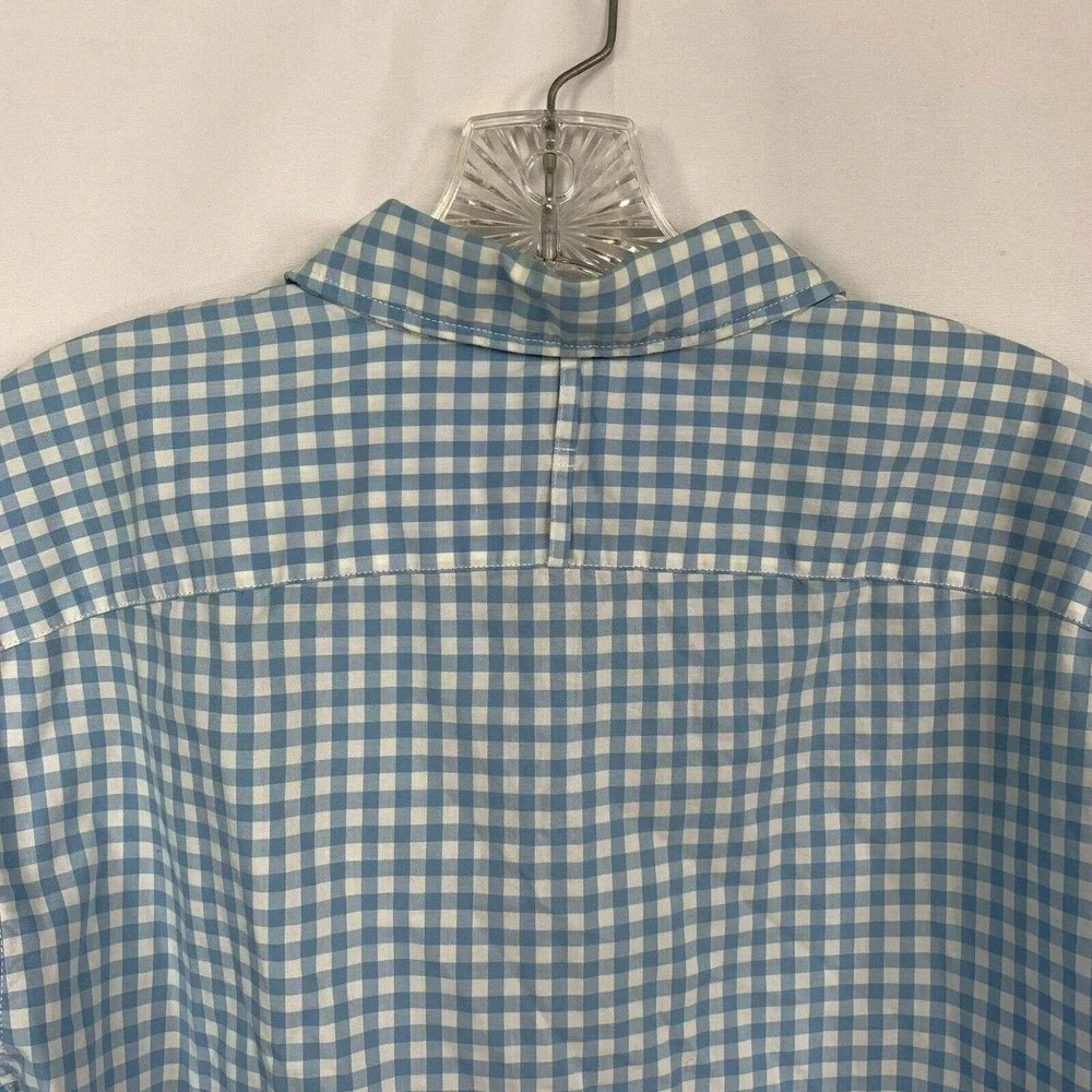 Banana Republic Shirt Mens Sz M Grant Fit Blue‎ White Gingham Button Up